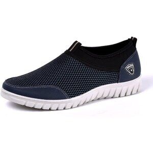 Men's Blue Breathable Casual Loafers Mesh Summer Lightweight Slip-on Shoes